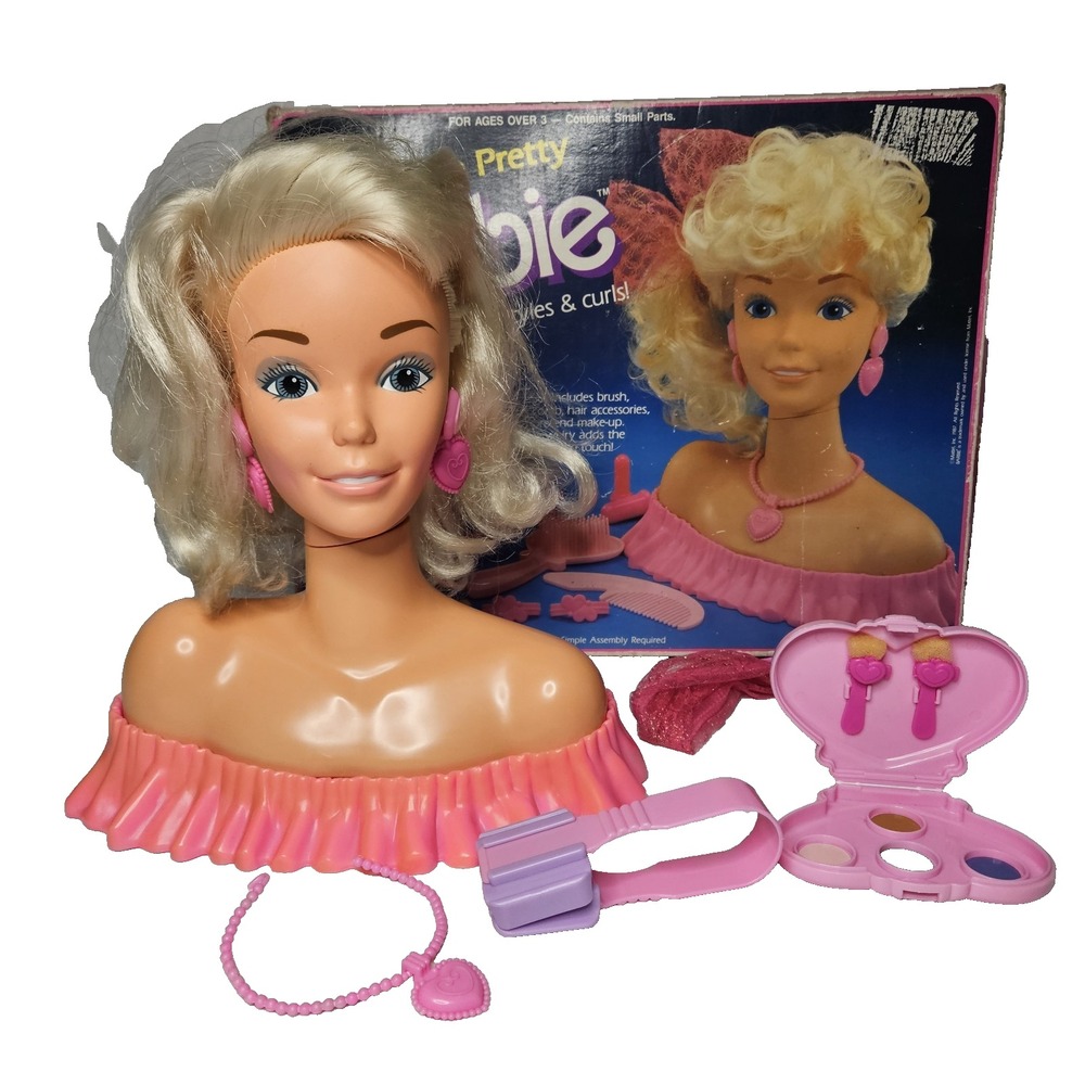 Mattel Barbie Head Make Me Pretty Vintage 1988 Arco Styling Blonde Box Compact